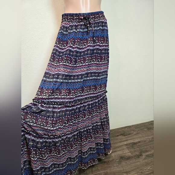 Imaginary Voyage Multicolor Tiered Boho Peasant Lined Maxi Skirt Size Large - Picture 13 of 14